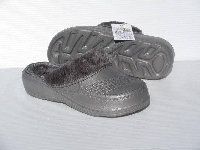 完全防水 前かぶり つま先カバー ボア裏 防寒 クロッグ サボ SOGOOD 8885 グレー M 婦人 レディース オフィス 事務所 庭 履き サンダル 庭拍卖