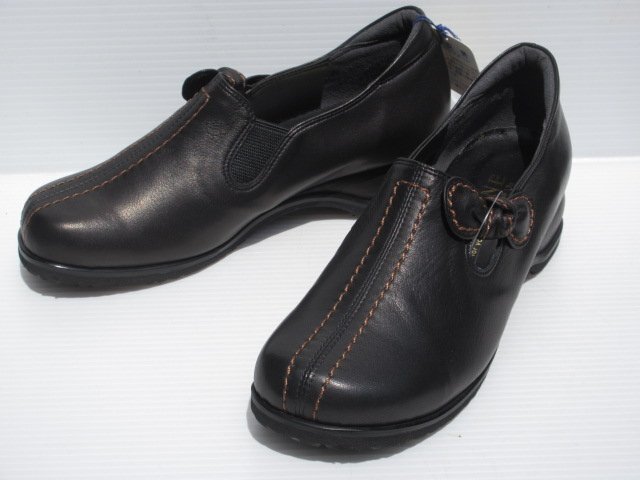 痛くならない靴 柔か 幅広 4E スモールサイズ 21.5 MODE NINE 1312 黒 モードナイン 日本製 本革 婦人 レディース パンプス スリッポン拍卖