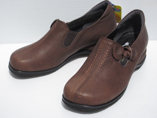 痛くならない靴 柔か牛革 幅広 4E 24.0cm MODE NINE 1312 DBR モードナイン 日本製 本革 婦人 レディース パンプス 外反母趾 スリッポン拍卖