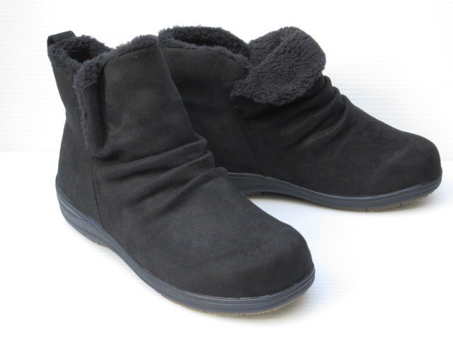 痛くない 超幅広 5E 25.0 パンジー 4690 黒 Pansy 外反母趾 防寒 防水 防滑 抗菌 婦人 レディース ウインター ショート ブーツ 通勤 通学拍卖