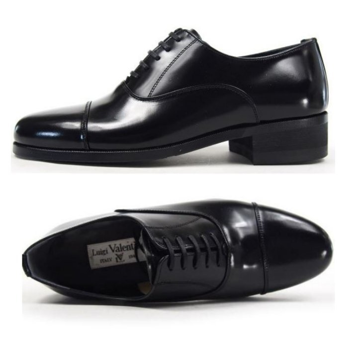 即決 25.5cm Luuigi Valentino LV2906 黒 紳士 靴 メンズ 冠婚葬祭 ストレートチップ 日本製 革靴 礼装 フォーマル ビジネス シューズ拍卖