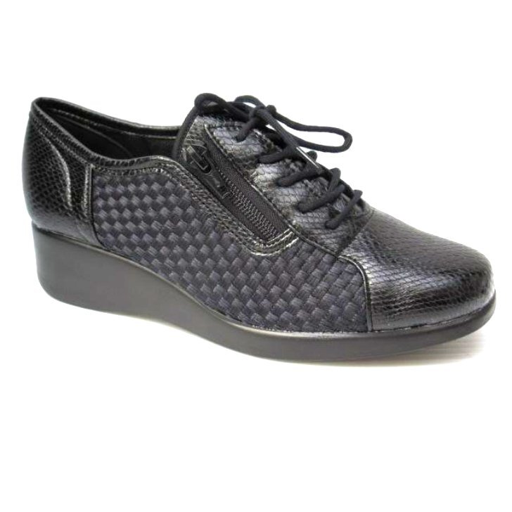 痛くない痛くない柔らか日本製 24.5 ゴトウ 3304 黒 軽量 幅広設計 3E EEE ファスナー付き ウエッジソール 婦人 レディース ウォーキングシ拍卖