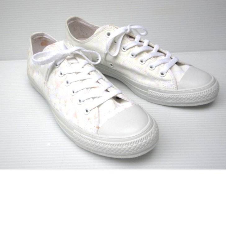 訳ありデッドストック(シミあり) 28cm CONVERSE コンバース オールスター モノレパード OX 白 (N) 紳士 メンズ ローカット バッシュ スニー拍卖