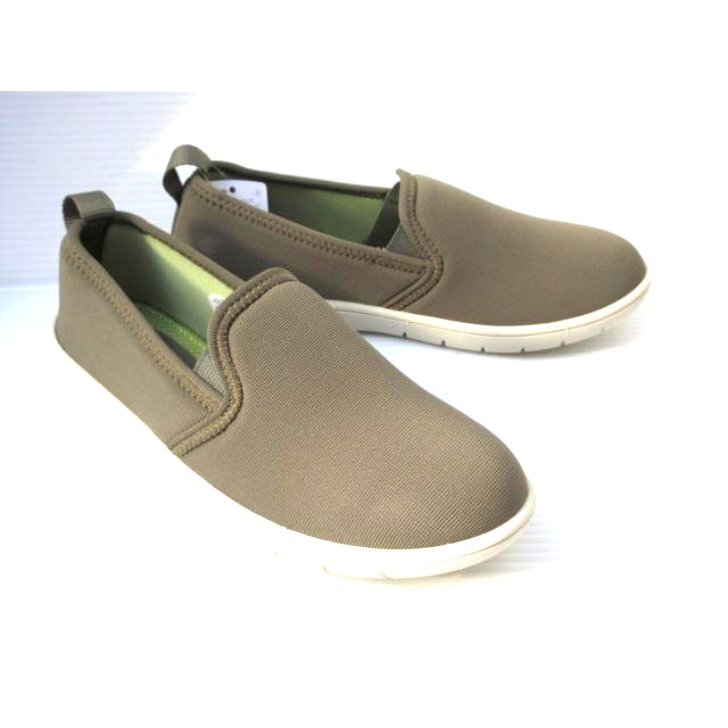 即決 LL パンジー 2103 カーキ 柔らかストレッチ かかと踏める 婦人 レディース カジュアル シューズ スニーカー サイドゴア スリッポ拍卖