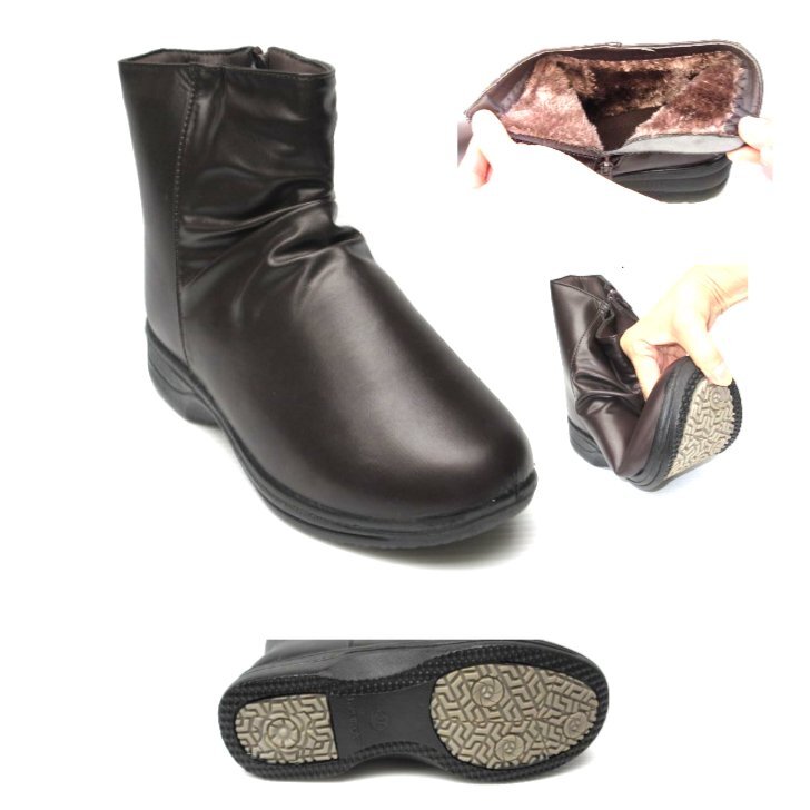 つま先まで暖かボア裏 濡れに強い防水素材 23.0 Loppio OPL6466 茶 超軽量 婦人 レディース ウインター ショート ブーツ 防寒 通勤 長靴拍卖