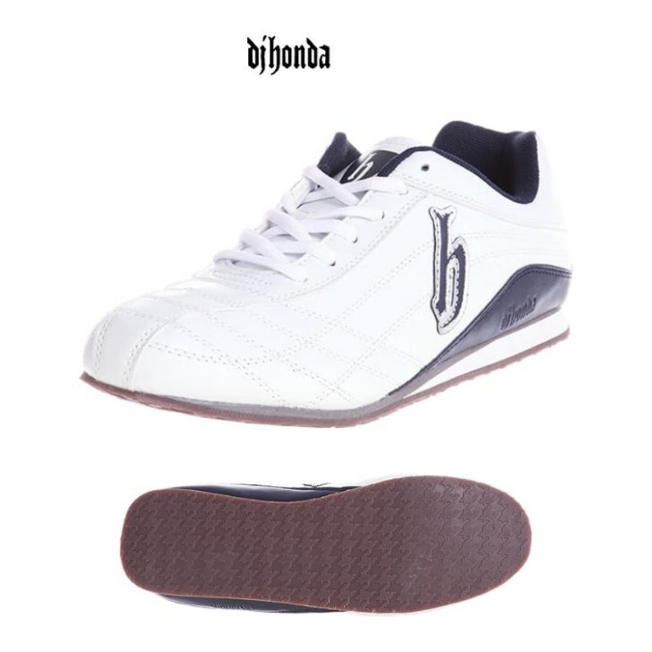 濡れに強い 26.0 DJ HONDA DJ202 白/紺 ディー ジェー ホンダ 紳士 メンズ カジュアルシューズ ローカット ヨーロピアン レザー スニーカー拍卖
