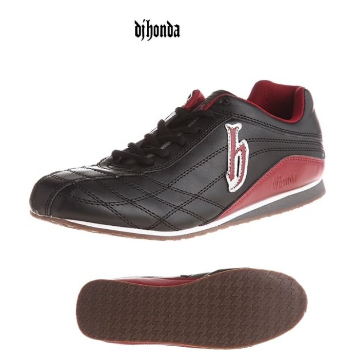 濡れに強い 26.5 DJ HONDA DJ202 黒/赤 ディー ジェー ホンダ 紳士 メンズ カジュアルシューズ ローカット ヨーロピアン レザー スニーカー拍卖