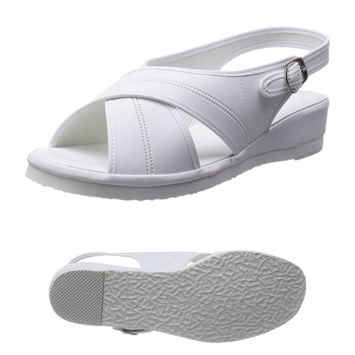 ナースサンダル M ピュアウォーカー pure walker PW7602 白 婦人 レディース サンダル 事務所 オフィス 履き バックバンド ナースシューズ拍卖