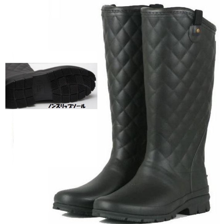 超軽量500g S(22.5cm) アキレス モントレ FB179 黒 防寒 防水 防滑 婦人 レディース ゴム長 靴 アウトドア レイン シューズ ロング ブーツ拍卖