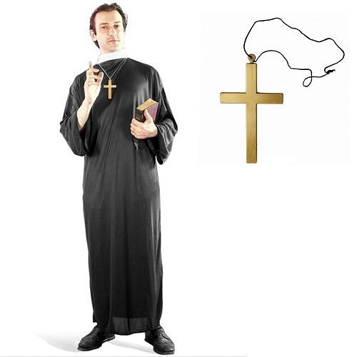 「bap-a2」 神父 牧師 コスチューム & 十字架首飾り セット コスプレ クリスマス 教会 ハロウィン 衣装拍卖