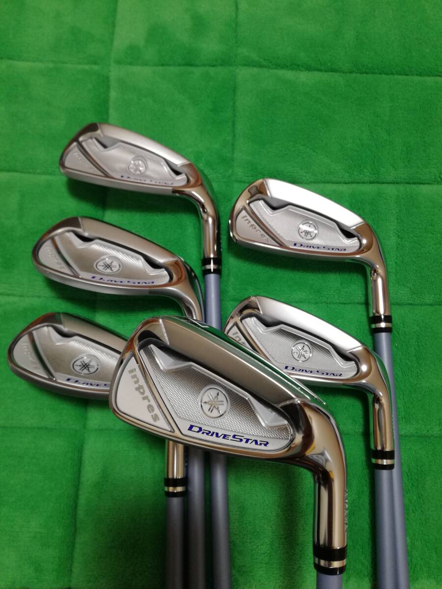 レディース アイアンセット 6本 ★コース未使用★ ヤマハ インプレスドライブスター inpres DRIVE STAR(#7-9.P.A.S)純正カーボン L拍卖
