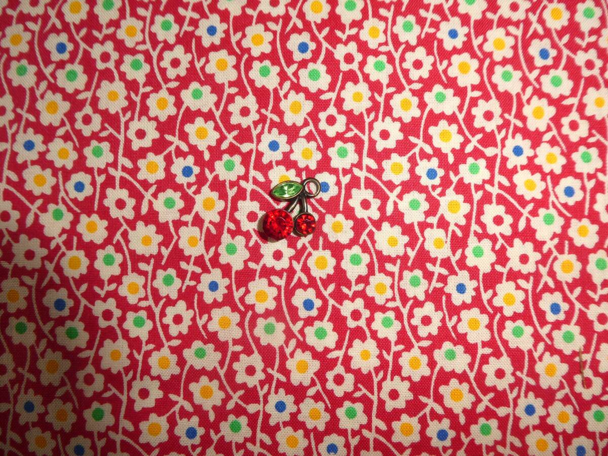 即決★レアUSA30’sフラワー柄生地レッド★レトロWindham赤復刻花拍卖