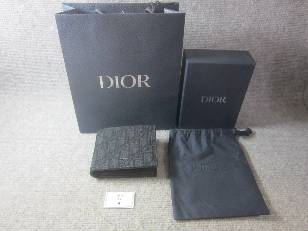 (5233) 未使用品 Christian Dior クリスチャンディオール オブリーク コインケース付き ウォレット 二つ折り短財布拍卖