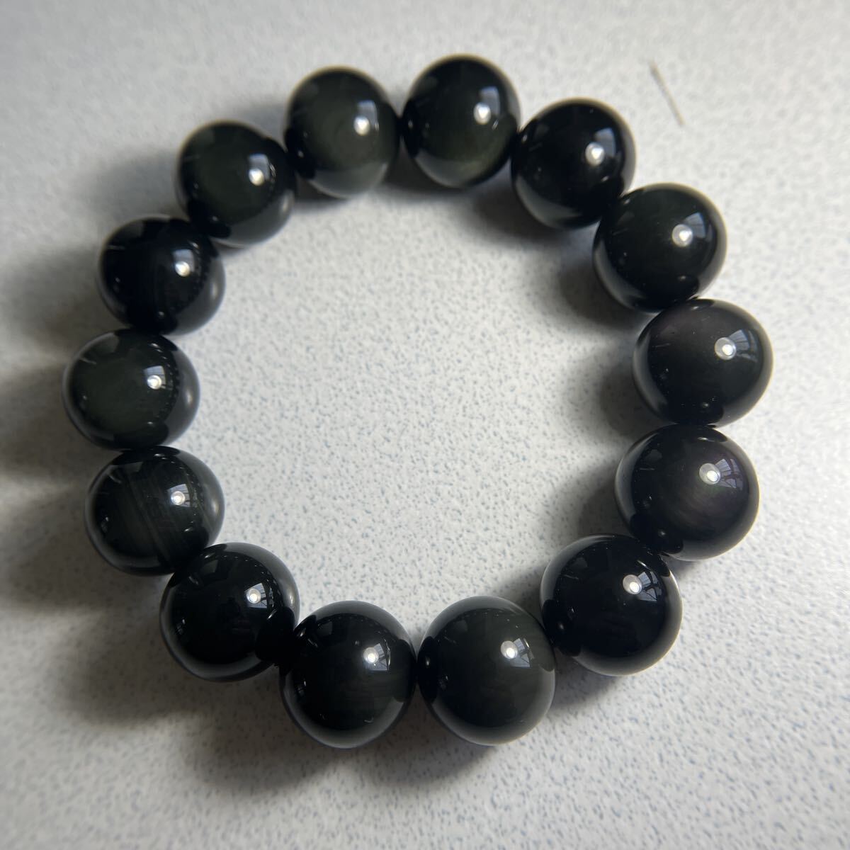 特価 レインボーオプシディアン 16mm 天然石 パワーストーン ブレスレット 数珠 お守り拍卖