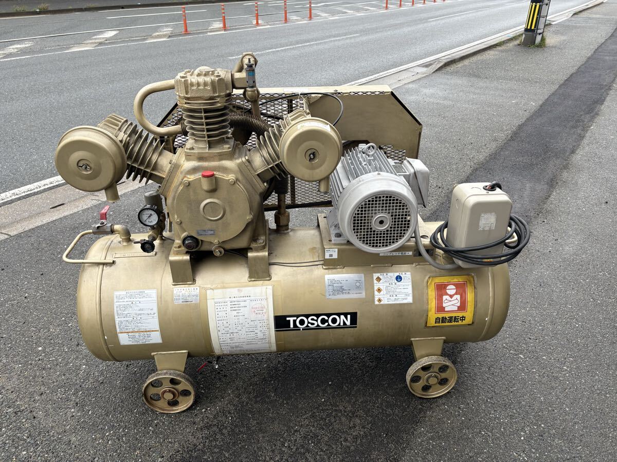 ■商品名 中古品 東芝 エアーコンプレッサー 10馬力(7.5Kw) 3相200V SP106-75T9 TOSCON 230L 動作問題なし■拍卖