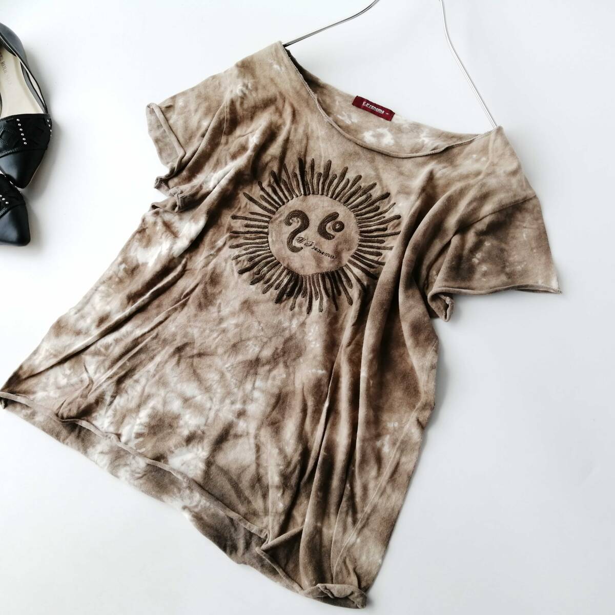 U.P renoma レノマ レディース♪半袖tシャツ カットソー Mサイズ 染めTシャツ 刺繍柄 251003nv【4点同梱で送料無料】拍卖