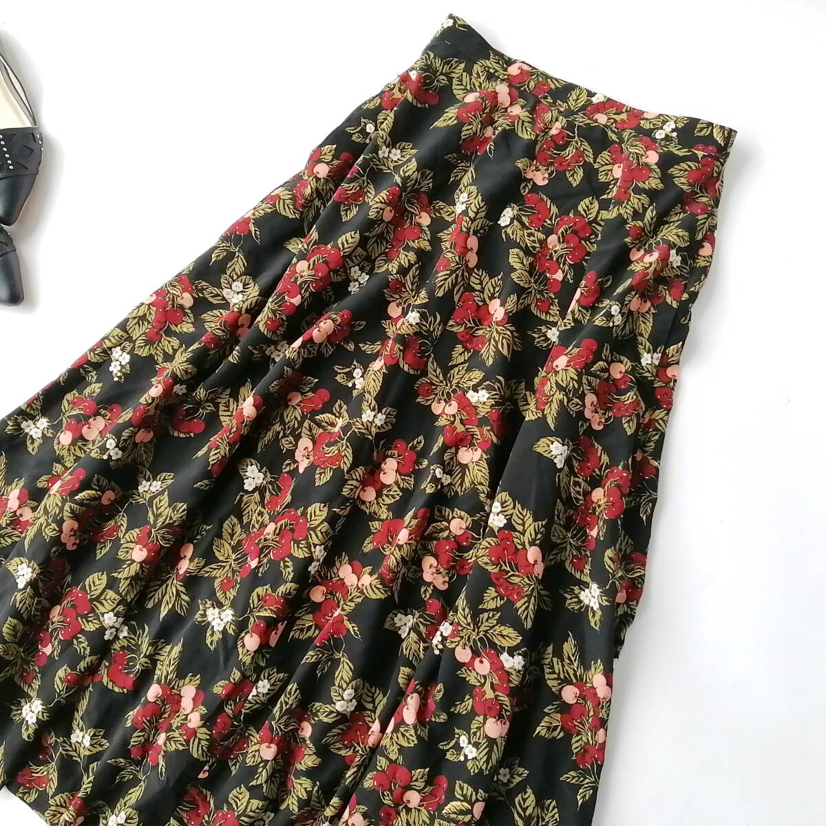 KETTY ケティ レディース♪フレアスカート ロングスカート サクランボ柄♪Mサイズ 251007nk【4点同梱で送料無料】拍卖