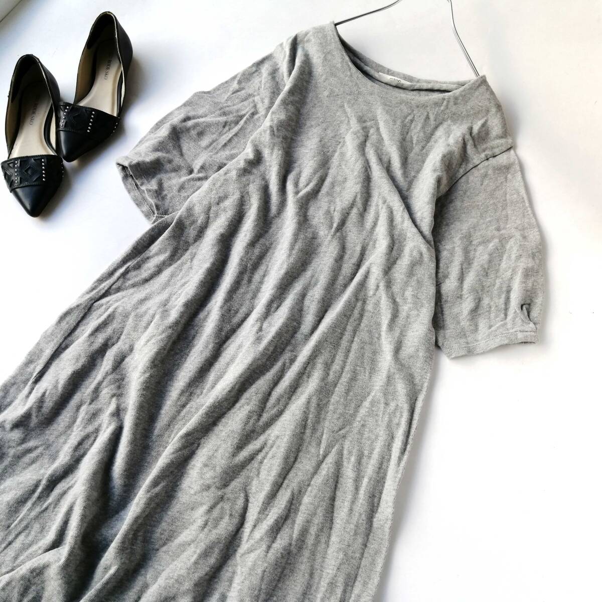 OZOC オゾック ㈱ワールド レディース♪半袖ワンピース スウェットワンピース ひざ丈 グレー 251028nf【4点同梱で送料無料】拍卖