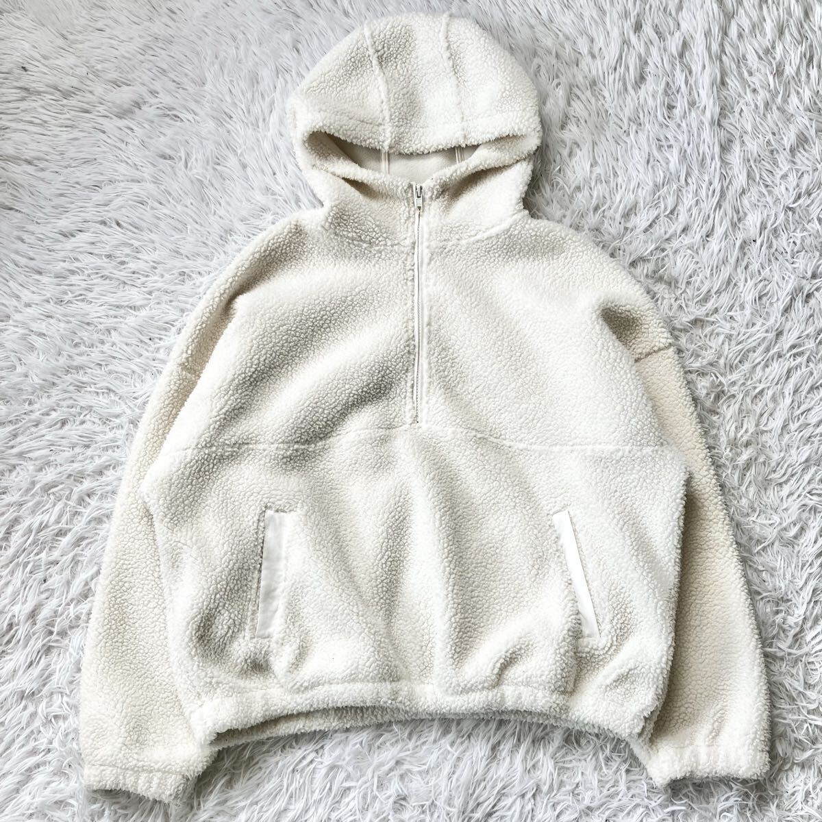 ギャップ GAP ハーフジップ ボアジャケット パーカー ホワイト 古着 3585拍卖