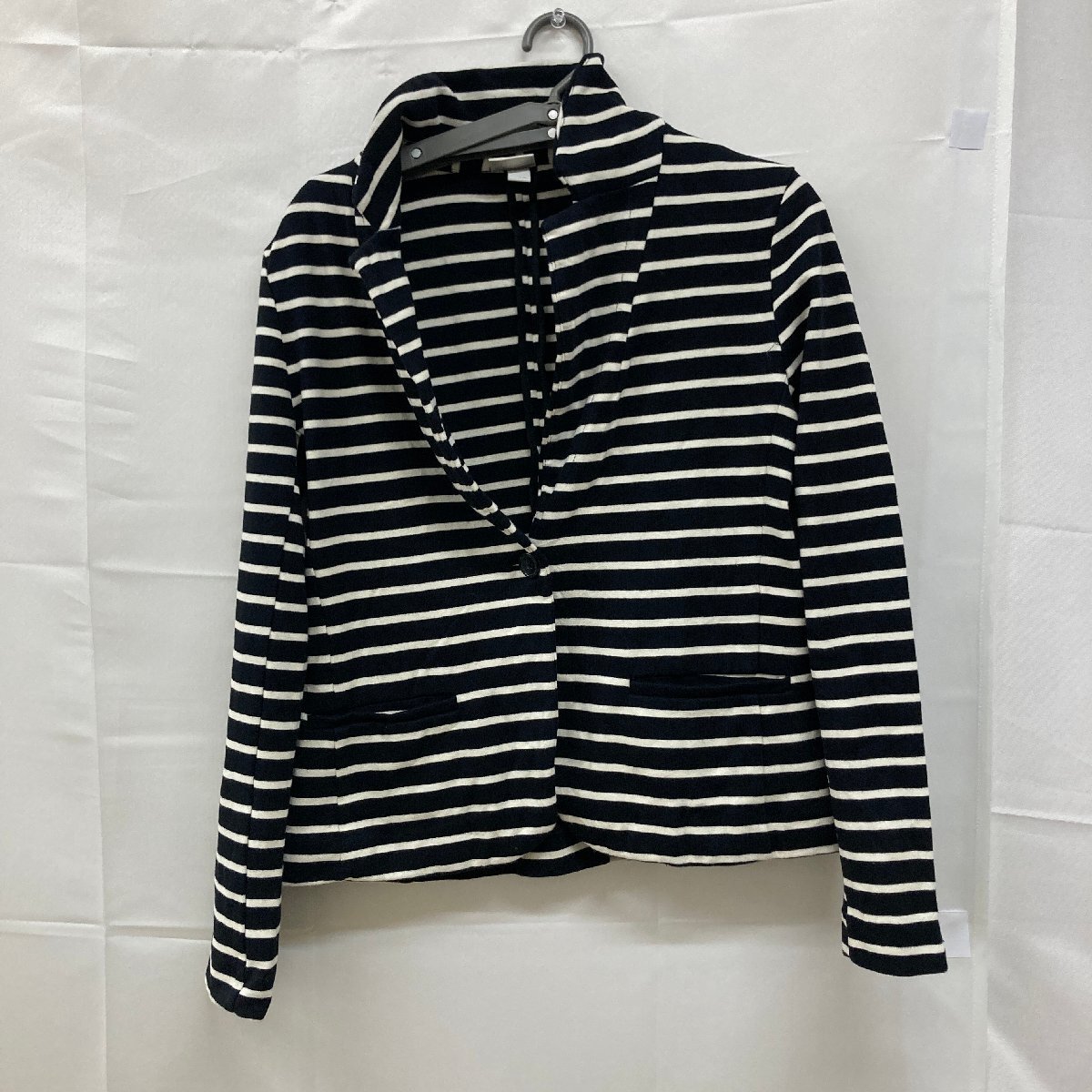 B360 アニューデイ S アメリカ古着 コットン 長袖 カーディガン ボーダー ブラック a new day レディース拍卖