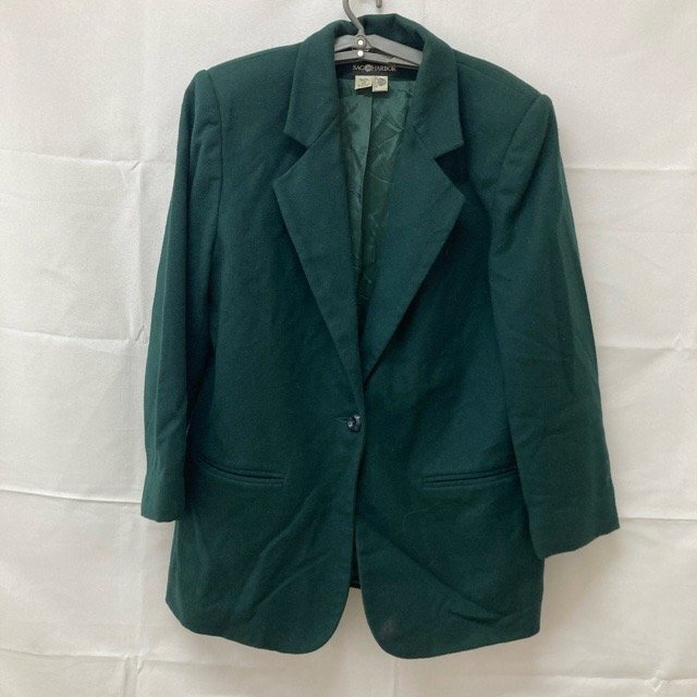 B229 サグハーバー 12 レディース アメリカ古着 ウール 裏地付 長袖 ブレザー グリーン SAG HARBOR レディース拍卖