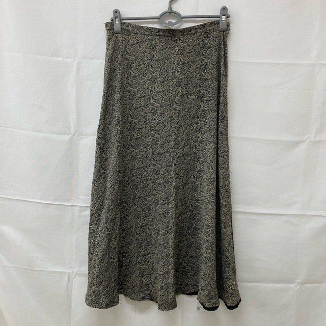 B222 ジョーンズニューヨーク 12 レディース アメリカ古着 シルク100 ロング フレアスカート ブラック JONES NEW YORK レディース拍卖