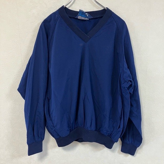 B284 サンダーランド M アメリカ古着 USA製 ナイロン 長袖 プルオーバー ジャケット ネイビー Sunderland レディース拍卖