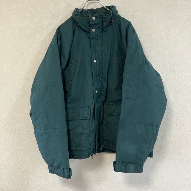 B287 チャールズクライン XL アメリカ古着 コットンポリ 長袖 ジャケット グリーン Charles Klein メンズ拍卖