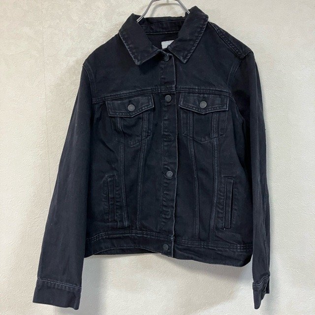 B290 オールドネイビー L アメリカ古着 デニム コットン 長袖 ジャケット ブラック Old Navy レディース拍卖