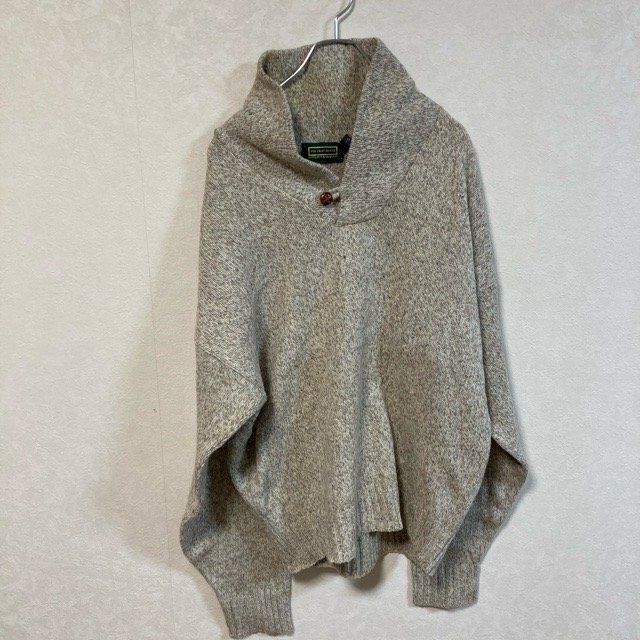 A87 ザフラットハウス L アメリカ古着 ウール混 ショールカラー ニットセーター グレー THE FRAT HOUSE メンズ拍卖