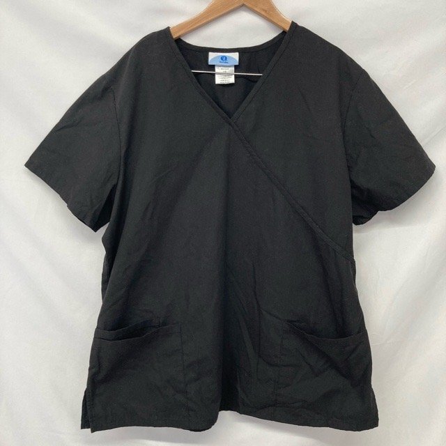 C27 エスビースクラブス L アメリカ古着 ハイチ製 ポリエステル混 半袖 医療スクラブ ブラック SB Scrubs ユニセックス拍卖