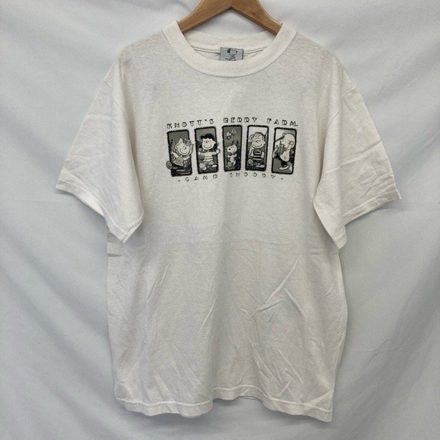 C35 スヌーピー M アメリカ古着 半袖 コットン プリント Tシャツ ホワイト PEANUTS メンズ拍卖