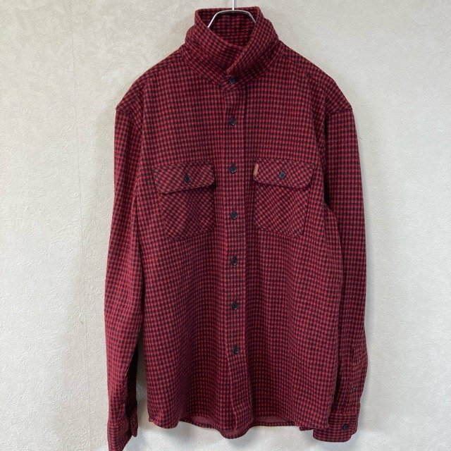 A707 チャップス M アメリカ古着 長袖 ポリエステルコットン チェック ネルシャツ レッド CHAPS メンズ拍卖