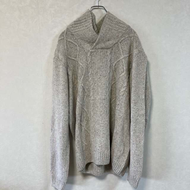 A723 LUCA NOBILI L ユーロ古着 イタリア製 ウールナイロン タートル ニット ベージュ LUCA NOBILI メンズ拍卖