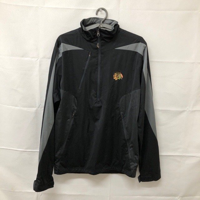 C104 アンティグア S アメリカ古着 ポリエステル 長袖 ハーフジップ ナイロンジャケット グレー ANTIGUA メンズ拍卖