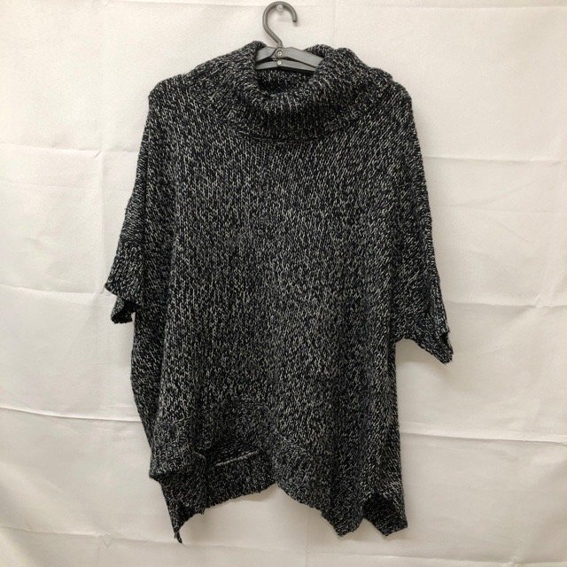 C116 アールディースタイル XL アメリカ古着 アクリル混 タートル ニットポンチョ ブラック RD Style レディース拍卖
