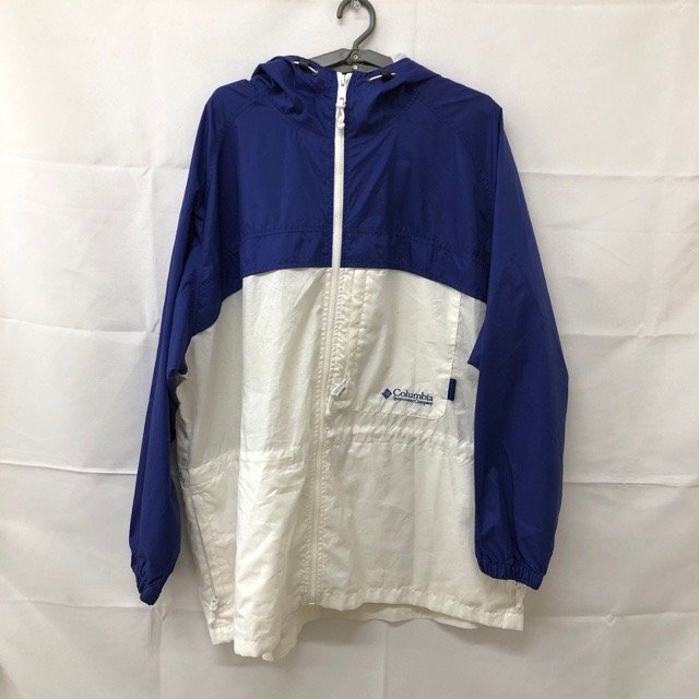 C129 コロンビア XL アメリカ古着 ナイロン プルオーバー マウンテンパーカー ブルー×ホワイト Columbia レディース拍卖