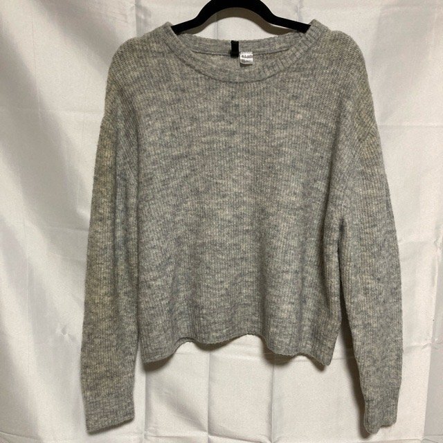 A117 ディバイデッド L アメリカ古着 シンプル アクリル混 長袖 ニット グレー DIVIDED H&M レディース拍卖