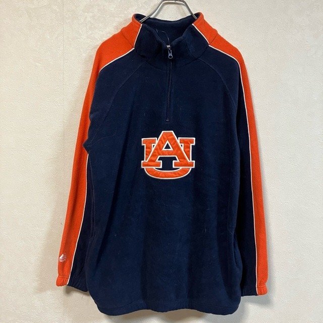 A57 マジェスティック アメリカ古着 カレッジロゴ ポリエステル 長袖 ハーフジップフリース ネイビー Majestic メンズ拍卖