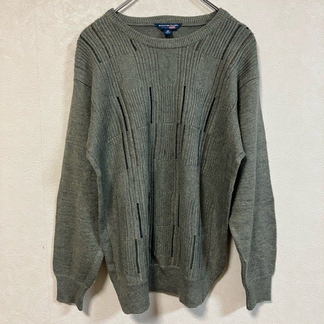 A43 ボタニーベイトレーダーズ M アメリカ古着 ケーブル アクリル 長袖 ニットセーター グレー BOTANY BAY TRADERS メンズ拍卖