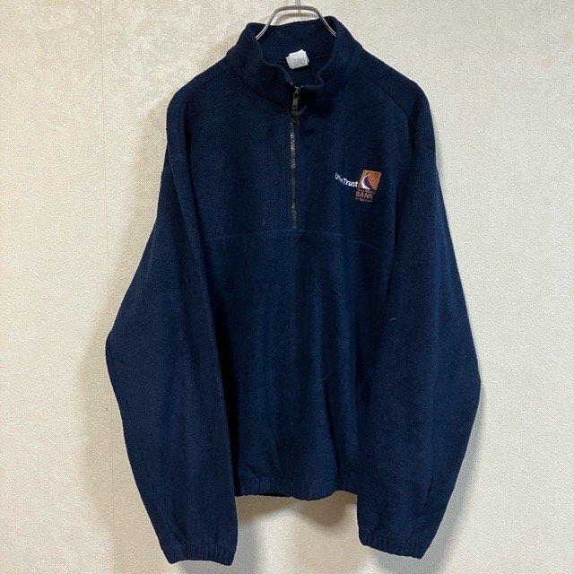 A62 バッジャースポーツ L アメリカ古着 企業ロゴ ポリエステル 長袖 ハーフジップフリース ネイビー Badger Sport メンズ拍卖