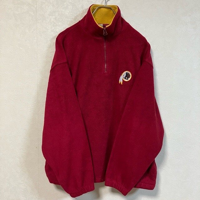 A63 エッジ L アメリカ古着 UAE製 チームロゴ ポリエステル 長袖 ハーフジップフリース レッド THE EDGE メンズ拍卖