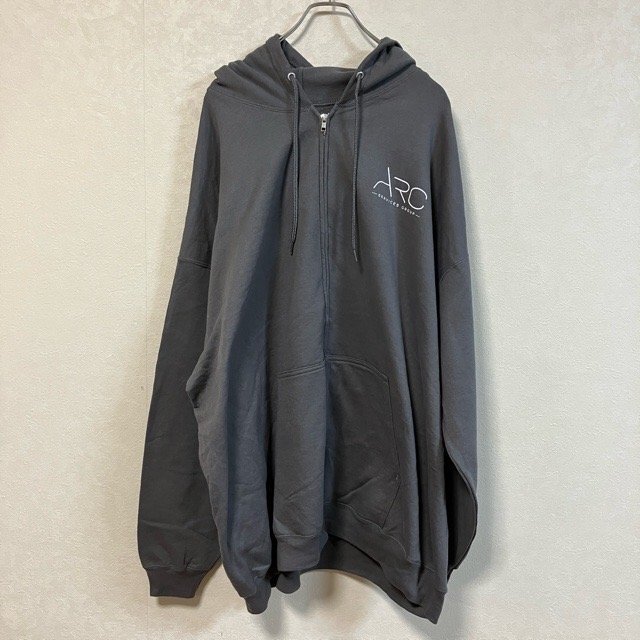 A924 ポートアンドカンパニー 4XL アメリカ古着 プリント パーカー コットンポリ グレー PORT&COMPANY メンズ拍卖