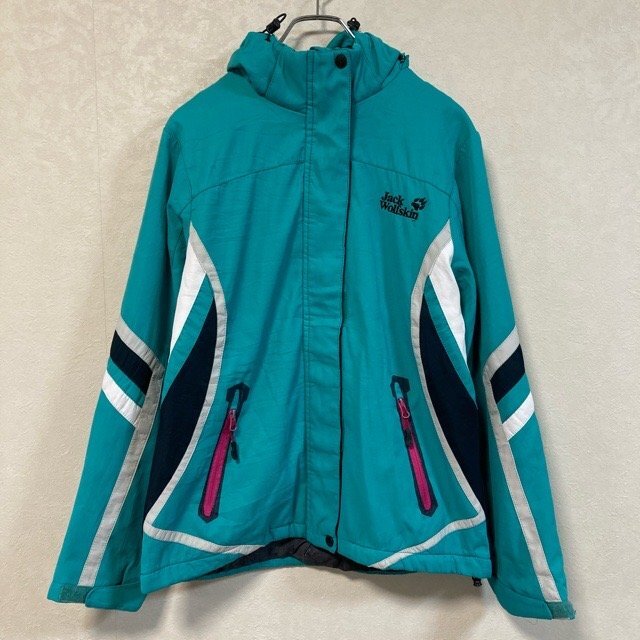 A743 ジャックウルフスキン M ユーロ古着 ポリエステル マウンテンジャケット ターコイズ Jack Wolfskin レディース拍卖