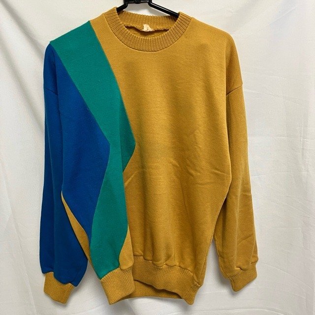 A645 シティファッション L ユーロ古着 イタリア製 アクリル 長袖 切替スウェット イエロー Style Fashion メンズ拍卖