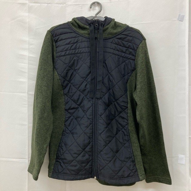 A1000 セントジョンズベイ L アメリカ古着 長袖 ポリエステル 切替フリースパーカー グリーン STJOHNSBAY レディース拍卖