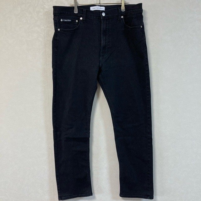 A1310 カルバンクライン 36×30 アメリカ古着 スリムストレートフィット デニムパンツ ブラック Calvin Klein メンズ拍卖