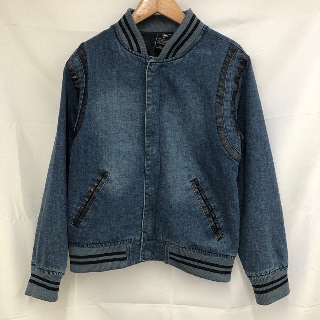 A1574 リングオブファイア M アメリカ古着 コットンデニム スタジャン風 ジャケット ブルー RING OF FIRE レディース拍卖