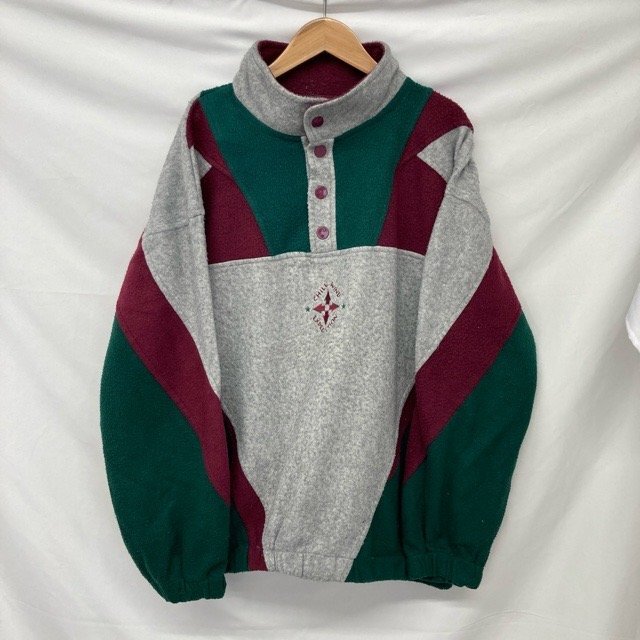 C354 オルソポエタ L ユーロ古着 CHILL WINDロゴ フリース 長袖 スナップT グレー ORSO POETA メンズ拍卖