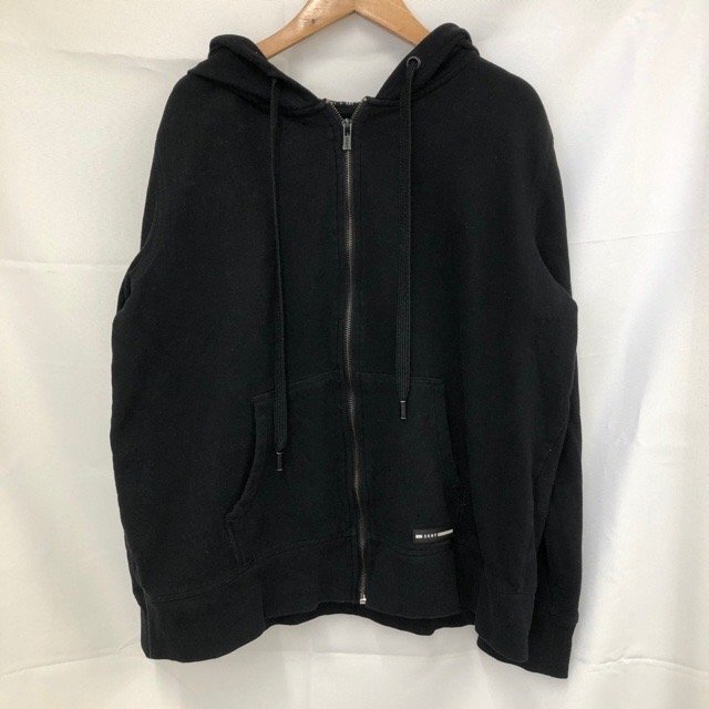 A1708 ディーケーエヌワイ L アメリカ古着 コットンポリ ジップパーカー ブラック DKNY SPORT レディース拍卖
